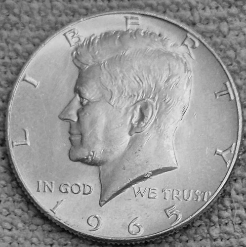 1- 1965 Kennedy half dollar coin