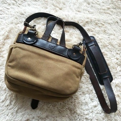 Filson Small Field Bag 70230 Rugged Twill Tan Canvas Leather USA