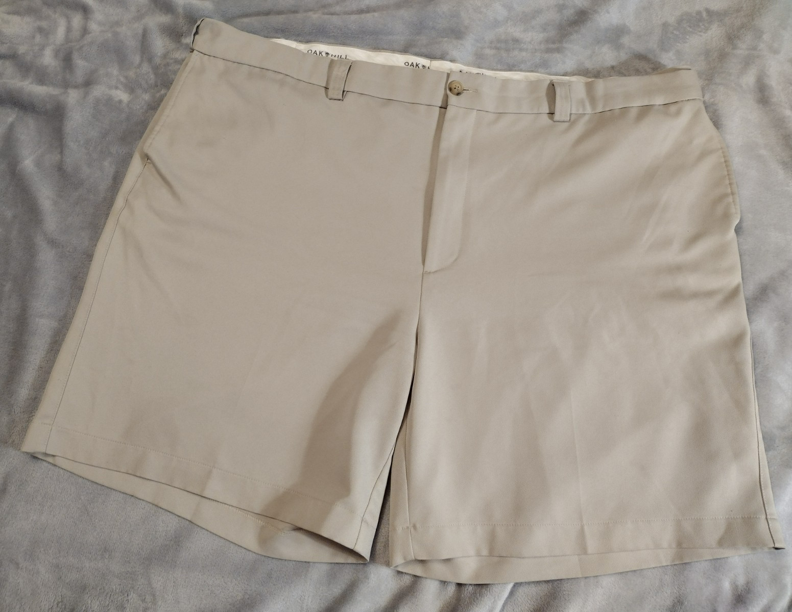 Oak Hill Men's Khaki Microfiber Wrinkle Resistant Shorts Size 52 Travel Wear
