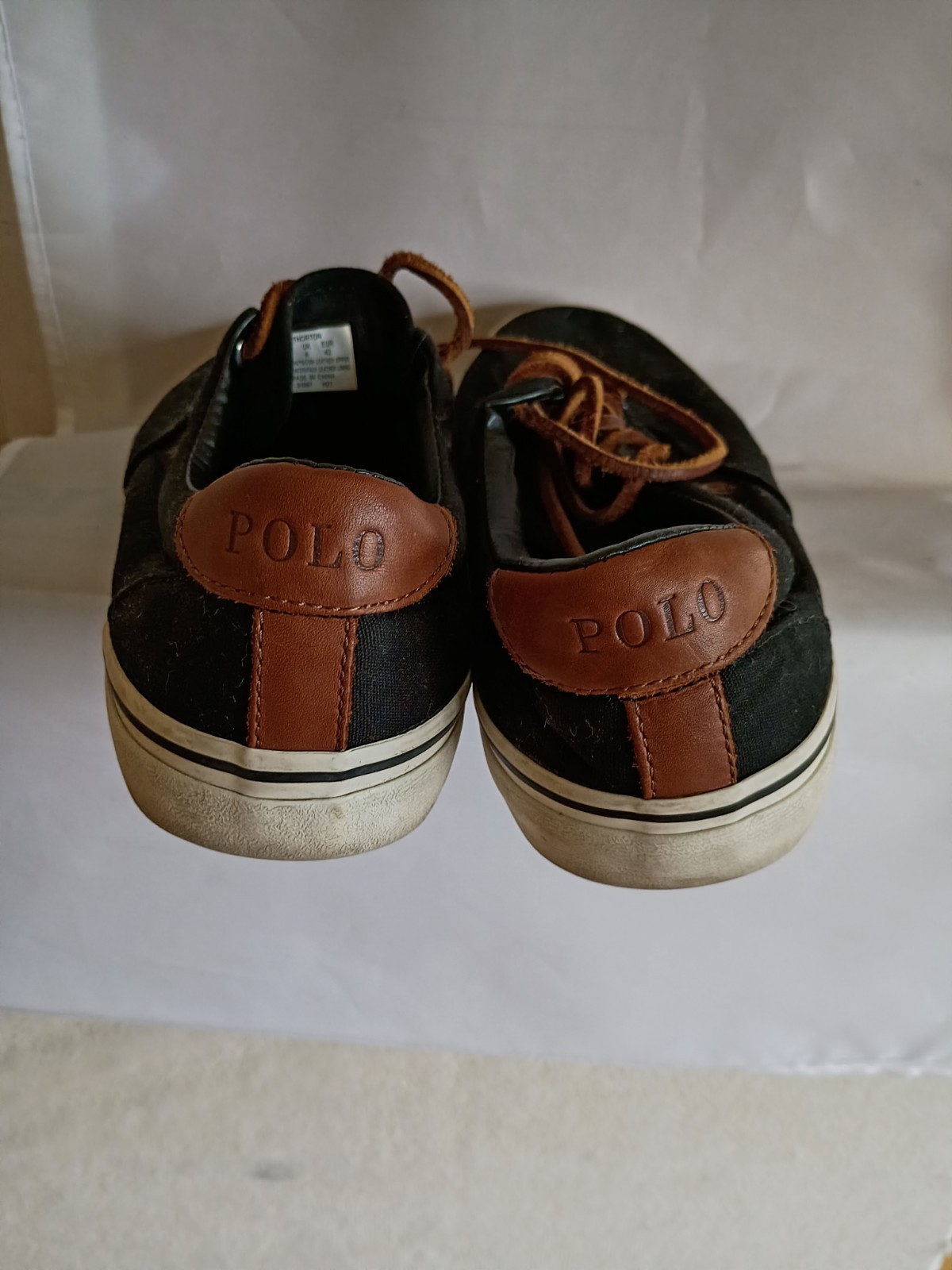 Polo Ralph Lauren Thornton Uomo Nero Tela Sneakers Carne Pony Preppy Barca...