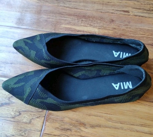 Mia Jennette Pointed Toe Ballet Flats Camo Print Black & Green Women’s Size 7.5M - Picture 4 of 12