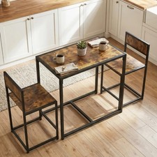Small Table And 2 Chairs Breakfast Kitchen Dining Furniture Compact Industrial