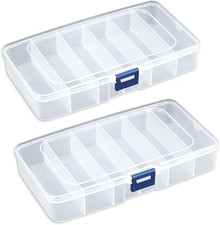 2 PACK Transparent Plastic Bead Organizers 6 Grids ,Craft Organizers and Storag