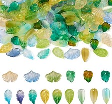 Pandahall 150Pcs Green Leaf Beads Small to Medium, 1Green-15 styles