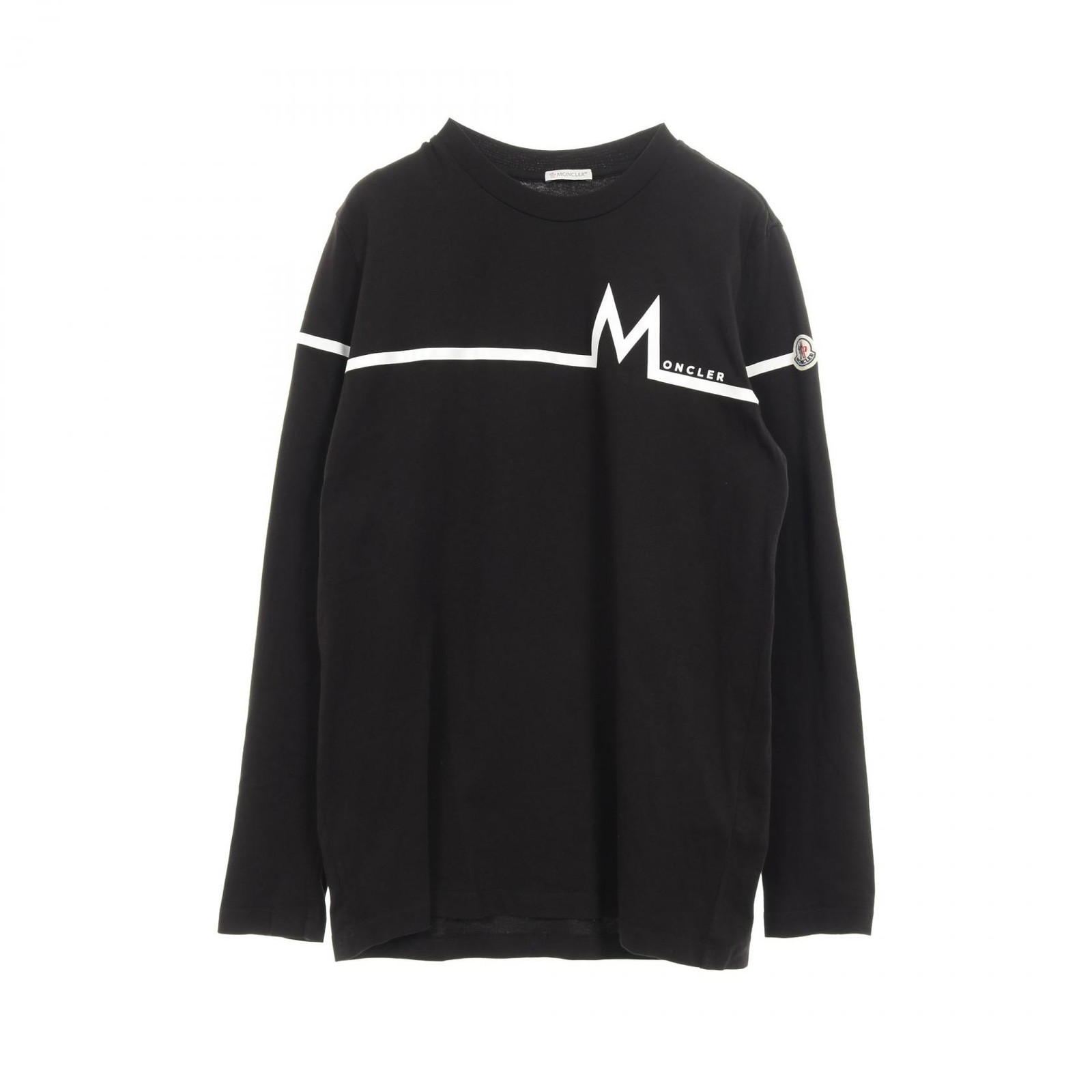 MONCLER Logo Long Sleeve T-shirt cotton Black White Size M Used mens