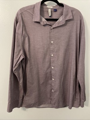Artefact Slim Casual Dress Shirt Mens XL Button Down Pinstripe Purple White