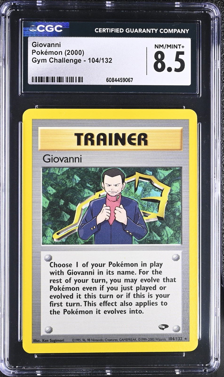 CGC 8.5 NM/MINT + Giovanni 2000 Gym Challenge 104/132 Rare Pokemon Card