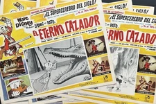 THE HUNTING INSTINT DONALD DUCK WALT DISNEY MEXICAN LOBBY CARD SET 1961 UNUSED