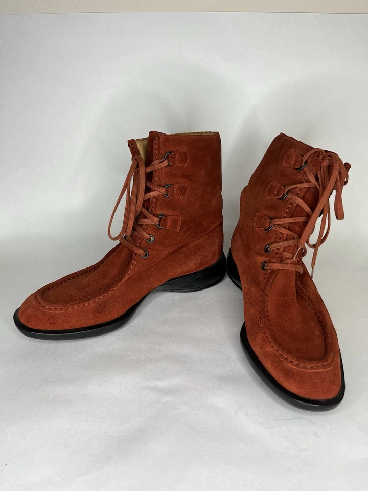 Botines Tods con cordones para mujer talla 36,5 EE. UU. 6,5 naranja gamuza cuero cómodo  Foto 2 de 4
