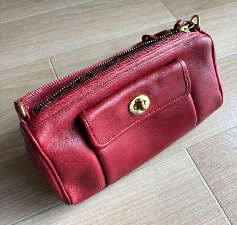 Coach Penelope Demi Barrel Shoulder Bag Red Leather Vintage Rare