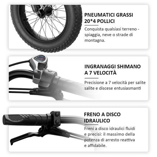 Bici elettrica da terra per adulti 1008WH autonomia 90 KM e cestino portaoggetti - Foto 6 di 9