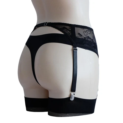 S-3XL Floral Lace Garter Belt 4 Straps Metal Clips Sexy Suspender F Thigh Highs - Picture 9 of 64