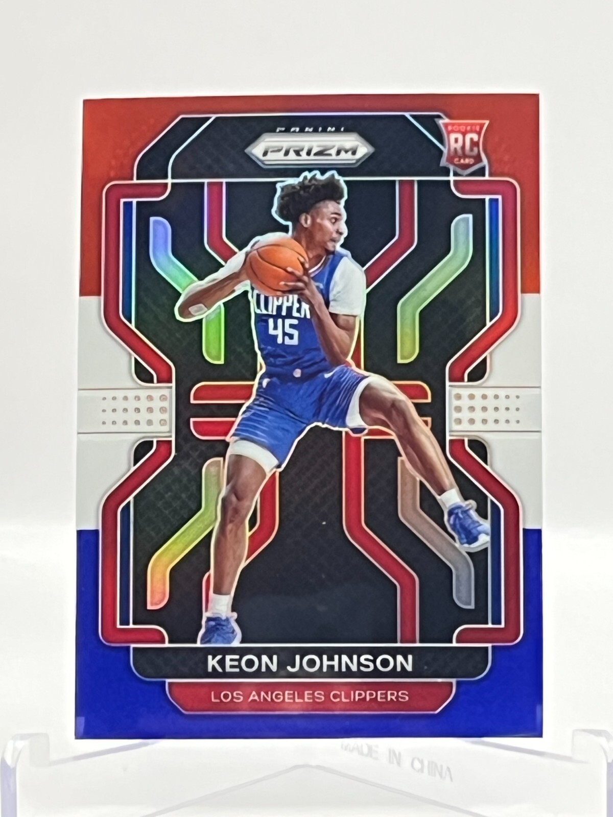 2021-22 Panini Prizm Basketball RC #326 Keon Johnson - Red/White/Blue Prizm