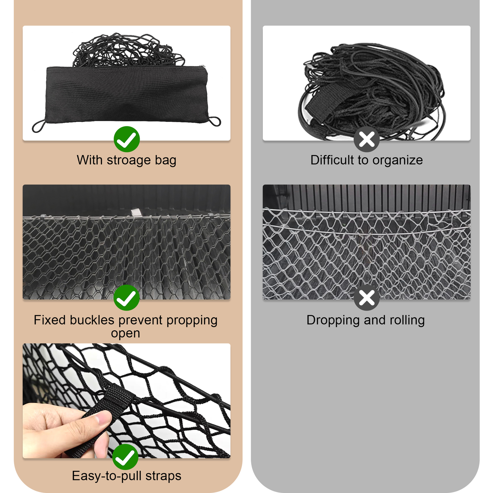 For 2022-2025 Ford Maverick Envelope Style Truck Bed Cargo Net With 4 Carabiners