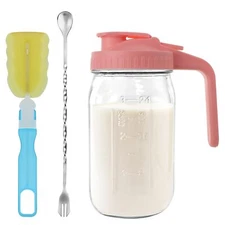 64oz Glass Pitcher With Lid &pour Spout 2 Quart Breastmilk Pitcher Double Leak P