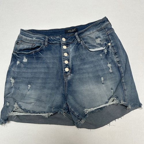 Judy Blue Hi-Rise Button Fly Denim Jean Distressed Shorts Size 2XL Style #150142 - Picture 5 of 6