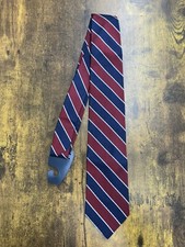 Brooks Brothers Tie Red Navy  White Stripes 100 Silk Men's Necktie 58"