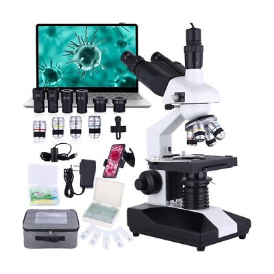 Trinocular Microscope 40X-5000X Magnification, Research Grade Professional Mi...