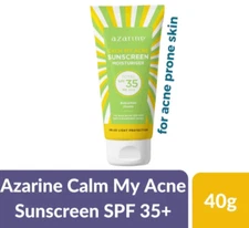 1x Azarine Calm My Acne Sunscreen 40g Moisturiser SPF35 PA+++ Comfy Texture