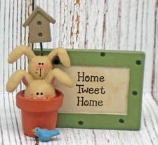 Suzi Skoglund Blossom Buckets 2009 SPRING RABBIT Home Tweet Home Bluebird resin