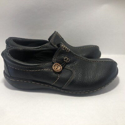 Clarks Collection Bendable Clog Shoes Women's Size 6M Leather Comfort Slip On