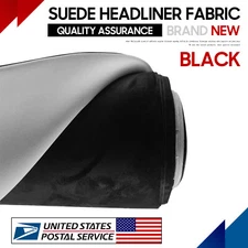 Black Suede Headliner Fabrics Foam Backed 59"x59" Ceiling Replace Material