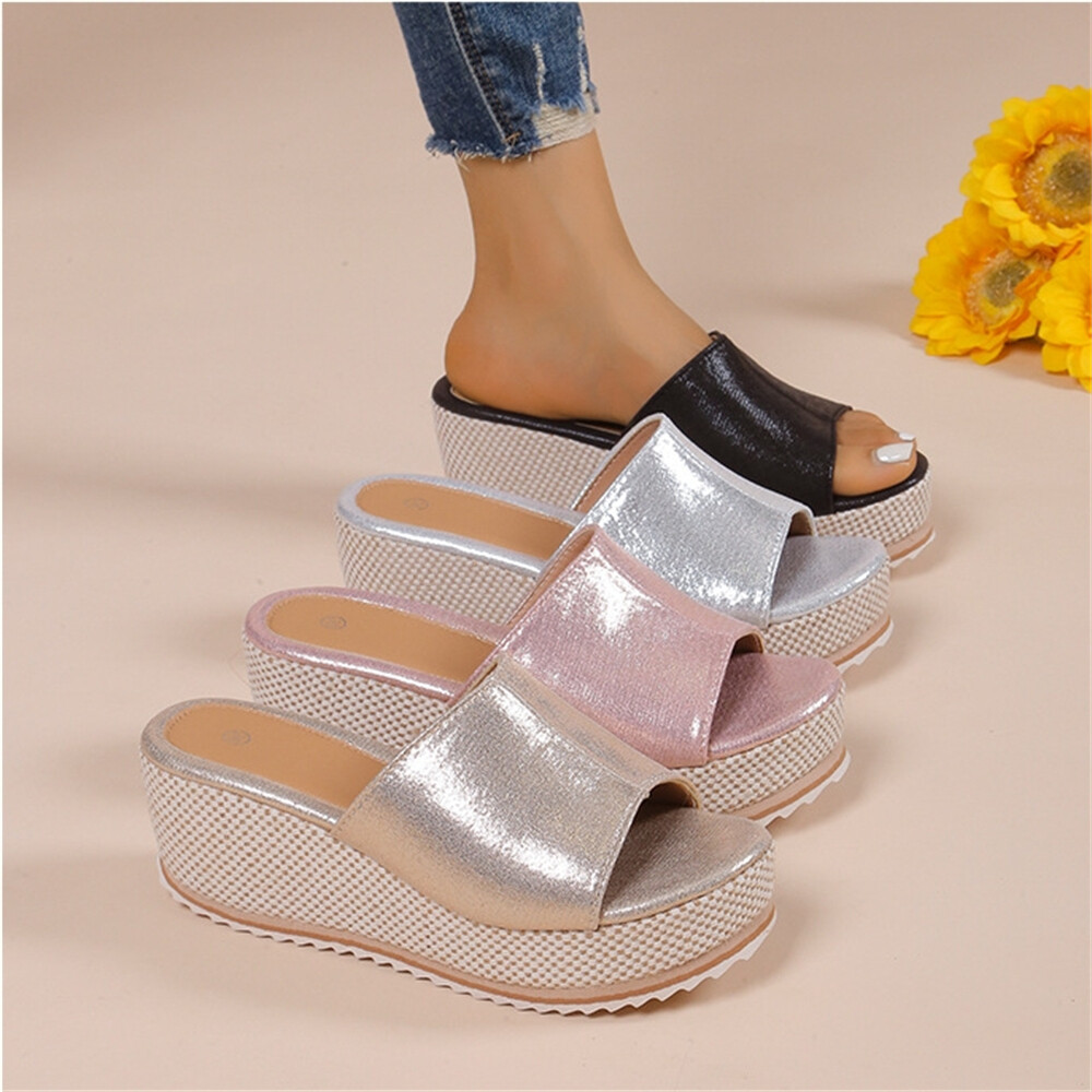 PANTOFOLA D’ORO Sandali con zeppa da donna estivi casual ciabatte moda slip on scarpe punta aperta