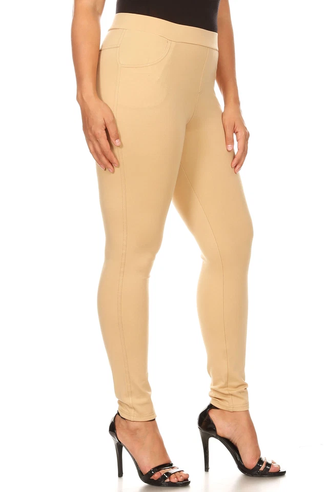 Pantalones Ponte Yelete Talla Grande Tejidos Ajustados 4 Bolsillos XL 2XL 3XL NEGRO AZUL MARINO CAQUI ROJO Foto 3 de 4