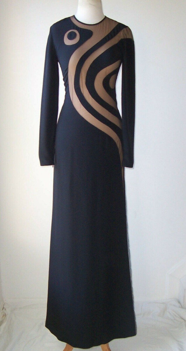 EMILIO PUCCI Black SIlk Cut Out Swirl Dress Gown 40 or 42