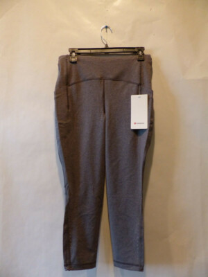 LULU LEMON WOMENS SWIFT SPEED HIGH RISE CROP 23'' HEATHERED BLACK LEGGINGS SZ 10