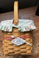 Longaberger 2001 Mother's Day Vintage Basket Liner￼ Plastic Prot  & Tie-On
