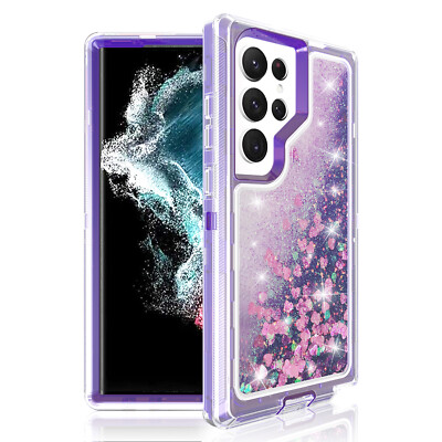 For Samsung S23 Ultra S22+ S21 Plus S20 Note20+ S10 Girls Liquid Glitter Case