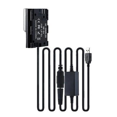DR-E6 DC Coupler LP-E6 Dummy Battery + USB Power Cable for Canon 90D 7D2 5D4 etc