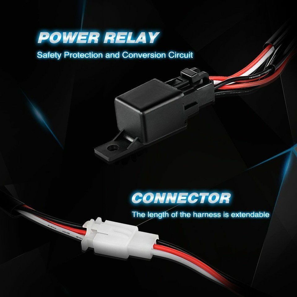 Wiring Harness Kit LED Light Bar 12V 40Amp Relay Fuse ON-Off Switch 2 ...