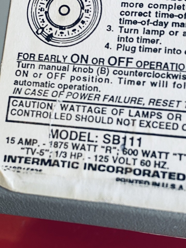 Intermatic Time All 24 Hour 15 AMP Lamp Appliance Timer Lot Of 2 eBay