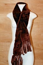Brown Faux Fur Scarf Stole Wrap Fringe 62x4 Soft Winter Accessory