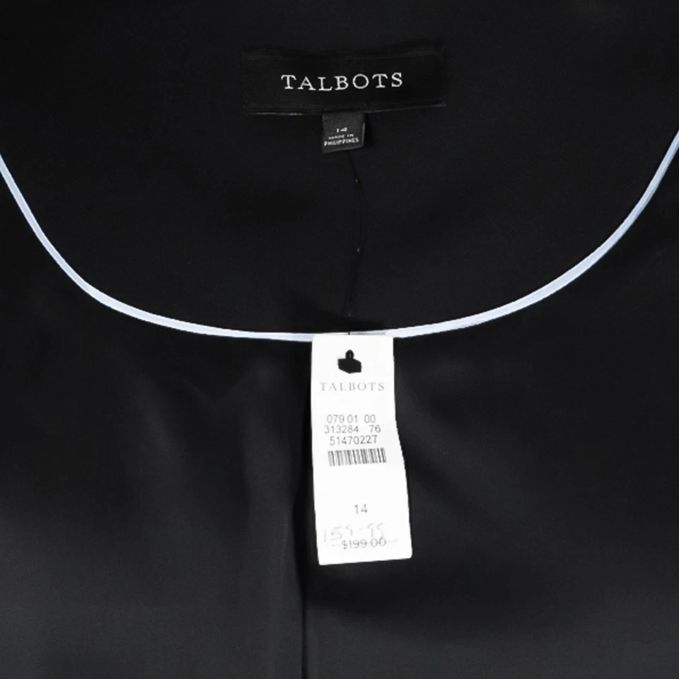 Talbots Black Ruffle Pocket Career Office Work Blazer Jacket Womens 14 NWT - Image 3 of 4