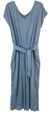 Cuddl Duds Crinkle Jersey V Neck Jumpsuit Sz Medium Blue A391606 Women WH2