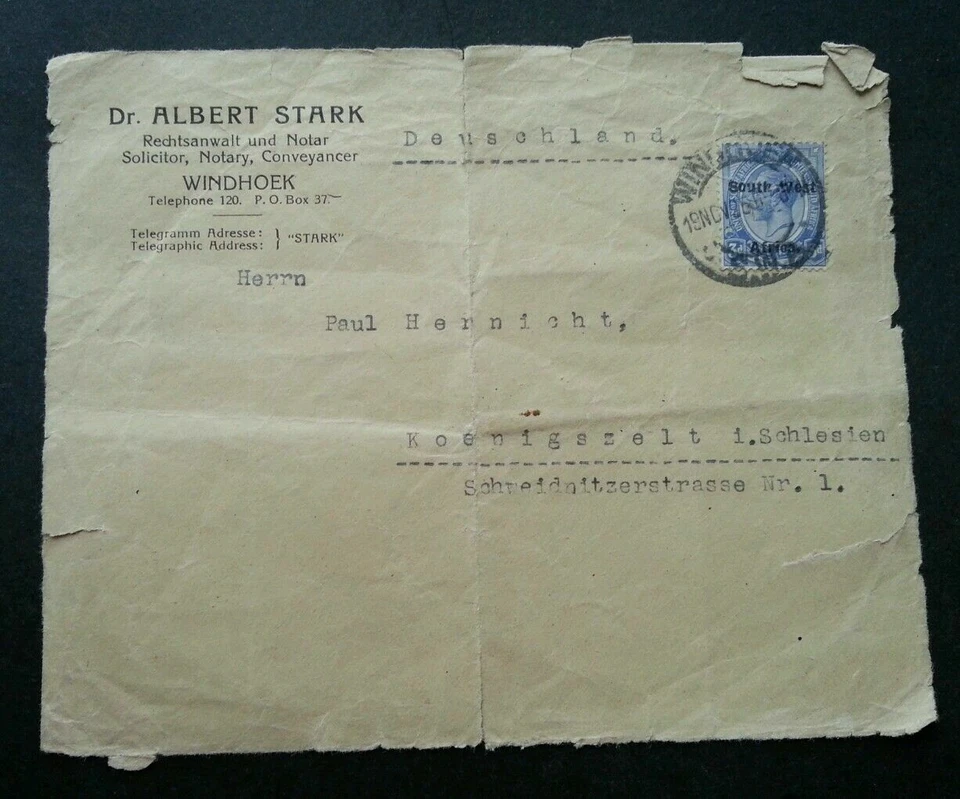 [SJ] Germany Telegram 1925 Old Document Cover Letter *see scan - Image 1 of 4
