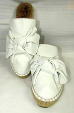 Sam Edelman Lynda Leather Bow Espadrille Mule Shoes Size 8 White