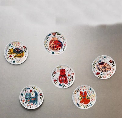 8 inch Colorful Cat Dinner Plate Under-glazed Ceramic Dinner Dishes Dessert Tray