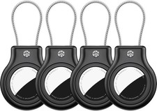 4 Pack Waterproof AirTag Holder Keychain Secure Lock Black