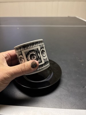 Vintage Fornasetti Style Tudor Rose Demitasse espresso mug and saucer- Fast Ship