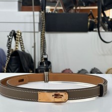 Hermes Kelly 18 Belt Etoupe Rose Gold 138569155