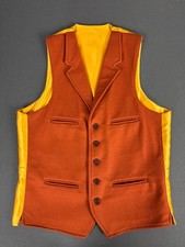 Ratcatcher Doeskin Waistcoat Lapels 36 Deep Orange Tailored Vest Custom Lining