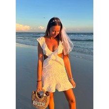 Show Me Your Mumu Zoey Mini Dress in White Iridescent Sequins M NWT