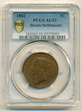Straits Settlements (Malaysia) 1862 Cent AU53 PCGS