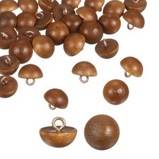 10pcs Wood Buttons 0.47" Mushroom Domed Sewing Button with Shank, Brown