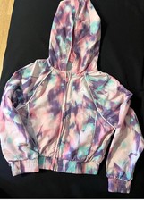 Reebok Girls Hooded Full Zip Windbreaker Jacket 4/5 Multicolor Abstract