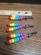 1 Lot Of 3 RAINBOW Colors Themed Beaded Keychain Zipper Pull CHARM